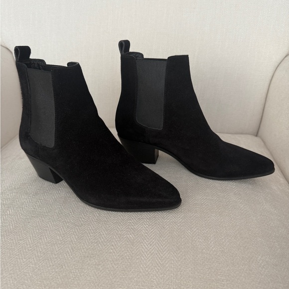 YSL Black Suede Ankle Boots - Picture 1 of 10